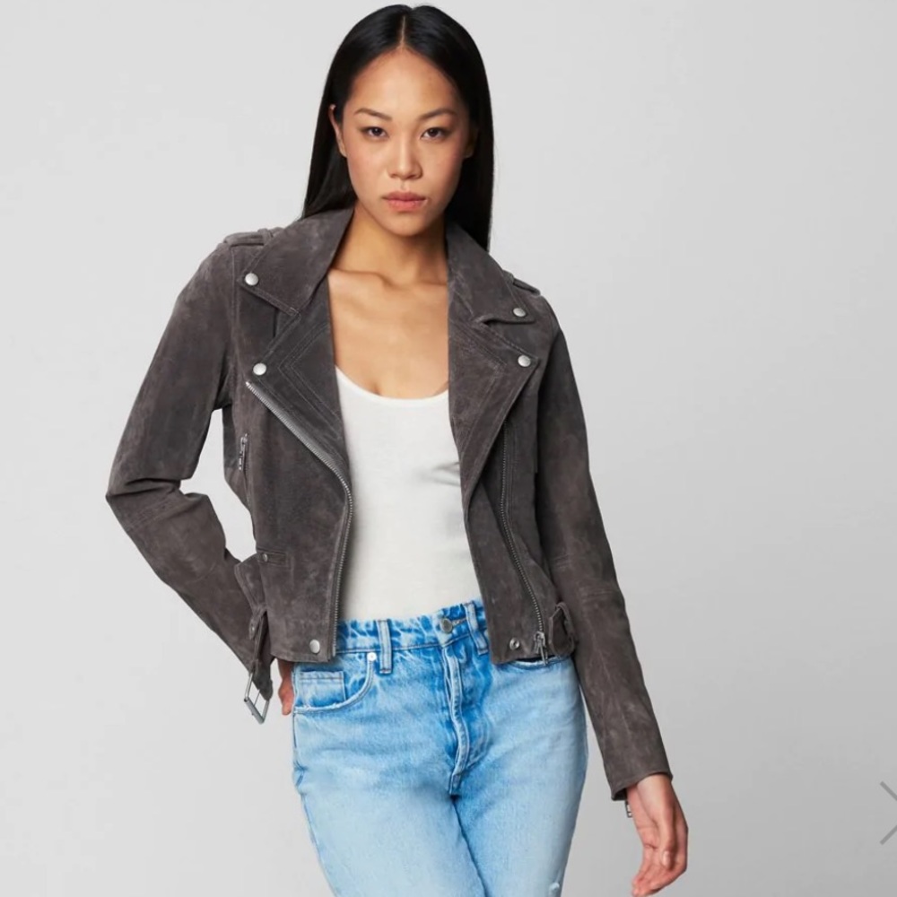 Blank NYC Suede Moto Jacket in Grey (Size Large)